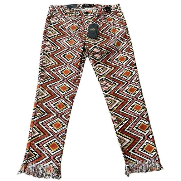 Lucky & Blessed Ladies Size 14 Jeans Aztec Print Ankle Southwestern NWT - Picture 1 of 4